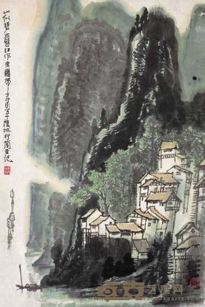 李行简 丁卯（1987）年作 山水 立轴 65×43cm